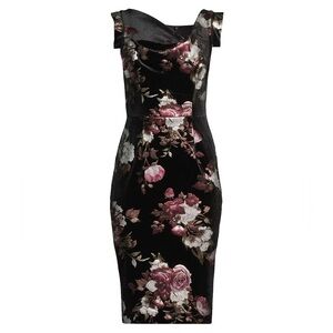 Black Halo Black Velvet Floral Rose Classic Jackie O Dress 2